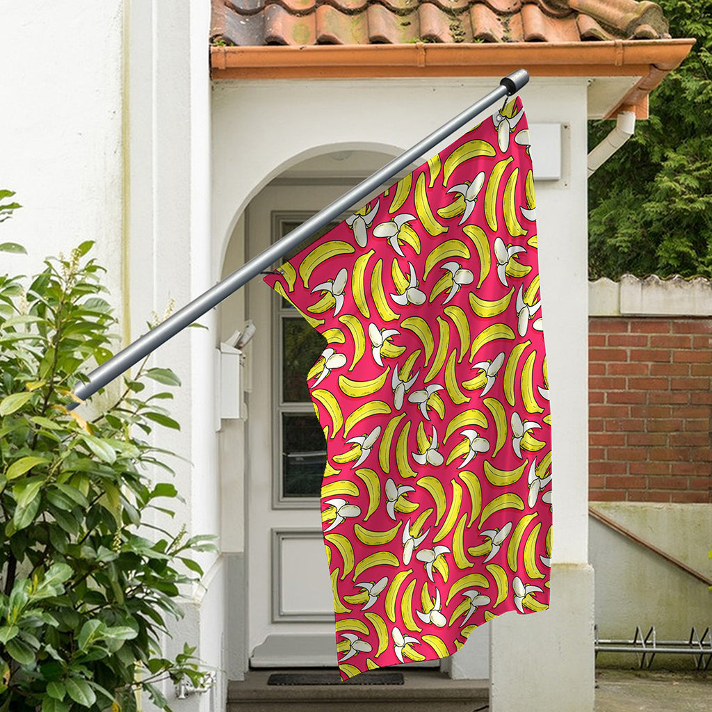 Pink Cartoon Banana Pattern Print Polyester Flag