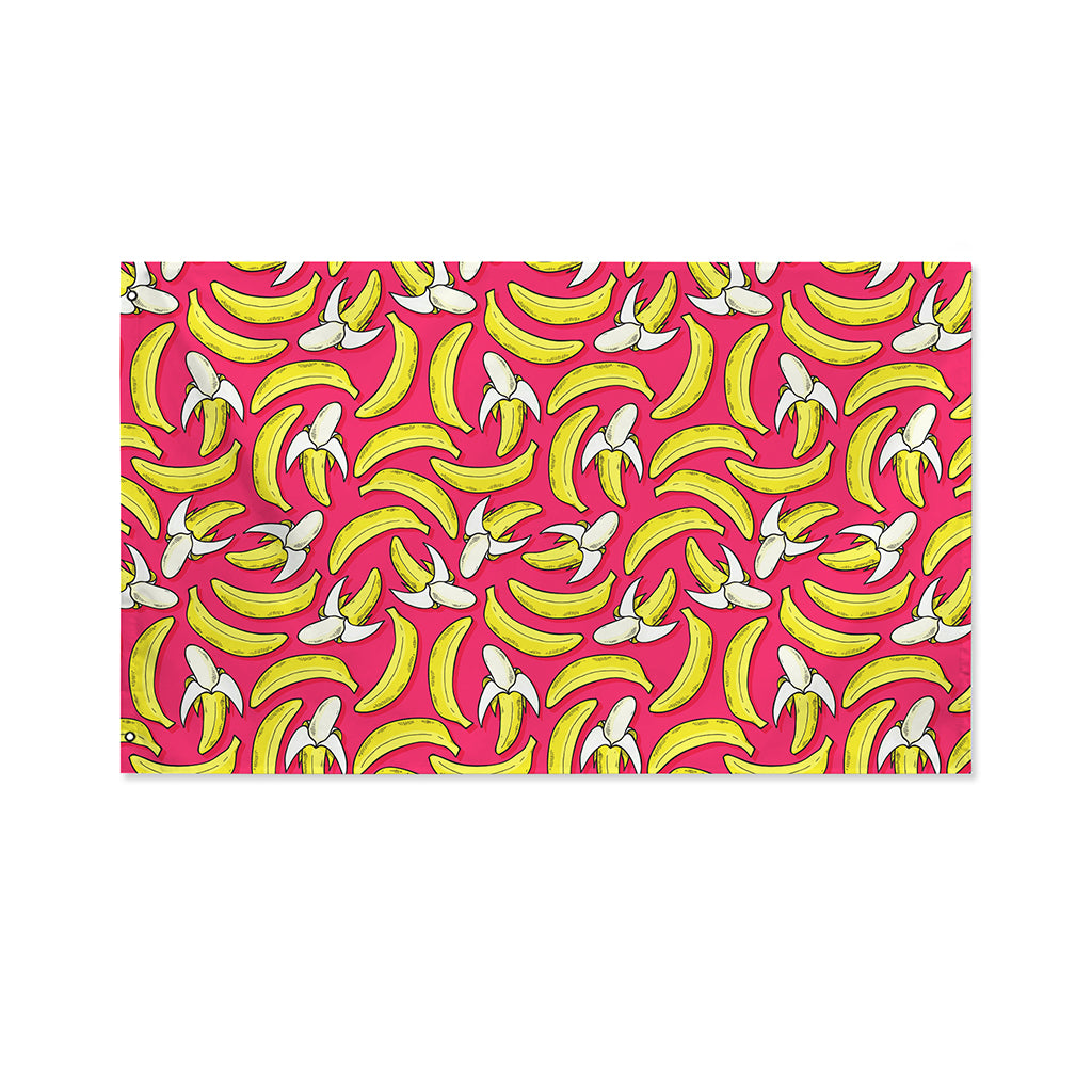 Pink Cartoon Banana Pattern Print Polyester Flag