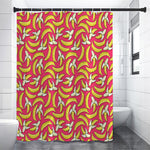 Pink Cartoon Banana Pattern Print Premium Shower Curtain