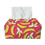 Pink Cartoon Banana Pattern Print Rectangle Tissue Box Cover