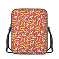 Pink Cartoon Banana Pattern Print Rectangular Crossbody Bag