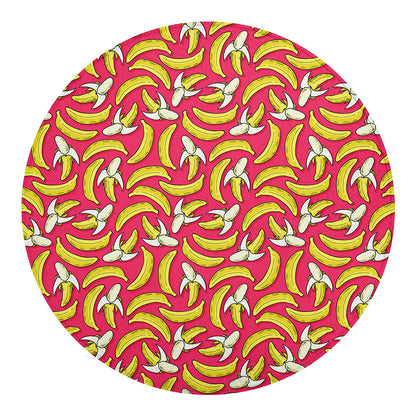 Pink Cartoon Banana Pattern Print Round Blanket
