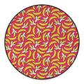Pink Cartoon Banana Pattern Print Round Floor Mat