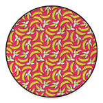 Pink Cartoon Banana Pattern Print Round Floor Mat