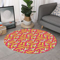 Pink Cartoon Banana Pattern Print Round Rug