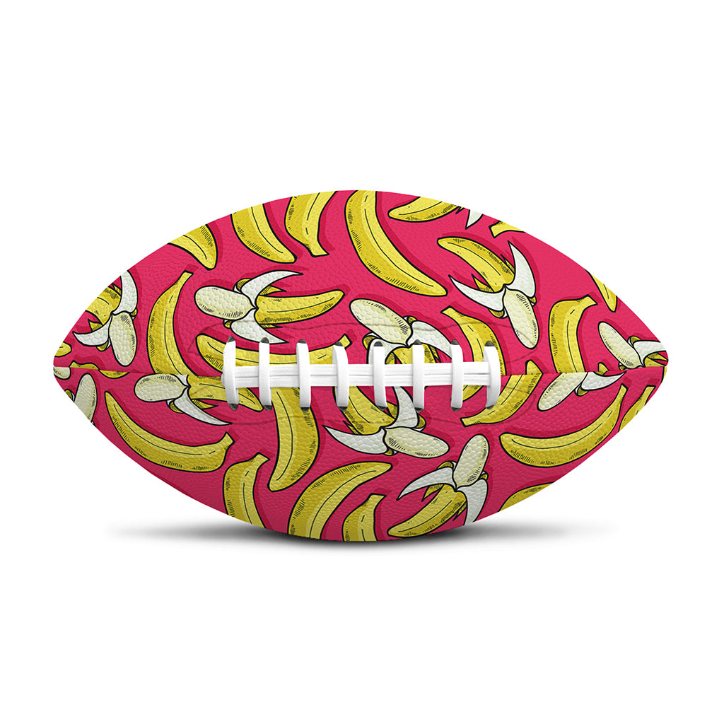 Pink Cartoon Banana Pattern Print Rugby Ball