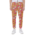 Pink Cartoon Banana Pattern Print Scuba Joggers
