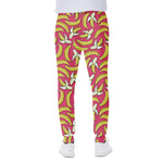 Pink Cartoon Banana Pattern Print Scuba Joggers