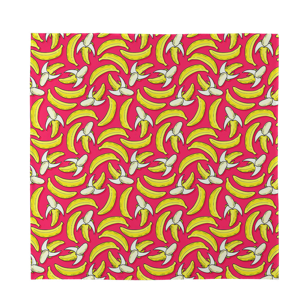 Pink Cartoon Banana Pattern Print Silk Bandana