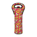 Pink Cartoon Banana Pattern Print Single Neoprene Wine Tote