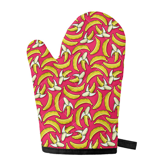 Pink Cartoon Banana Pattern Print Single Oven Mitt