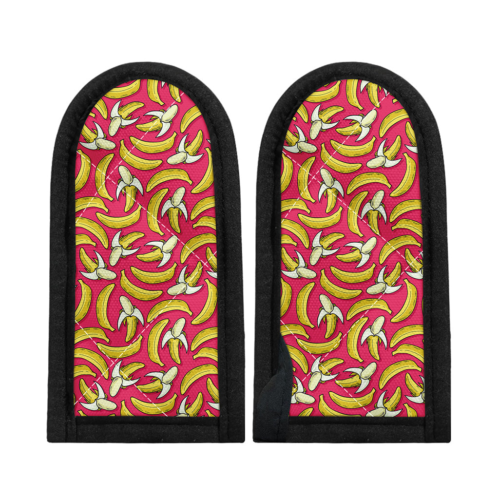 Pink Cartoon Banana Pattern Print Skillet Handle Cover