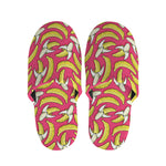Pink Cartoon Banana Pattern Print Slippers