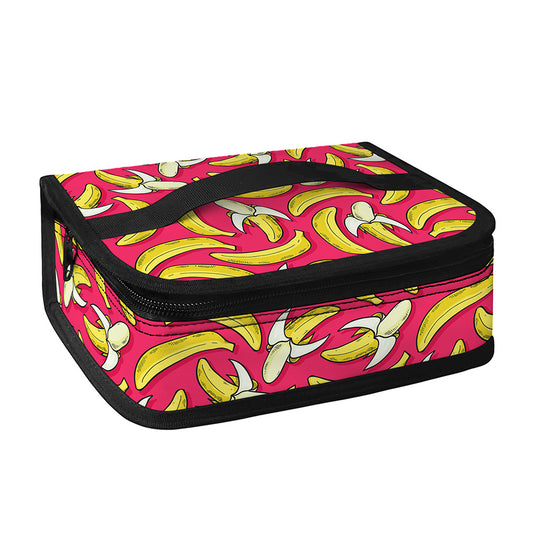 Pink Cartoon Banana Pattern Print Small Lunch Bag
