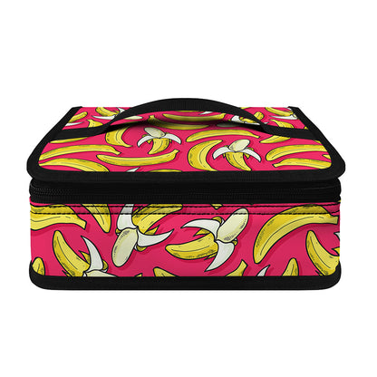 Pink Cartoon Banana Pattern Print Small Lunch Bag