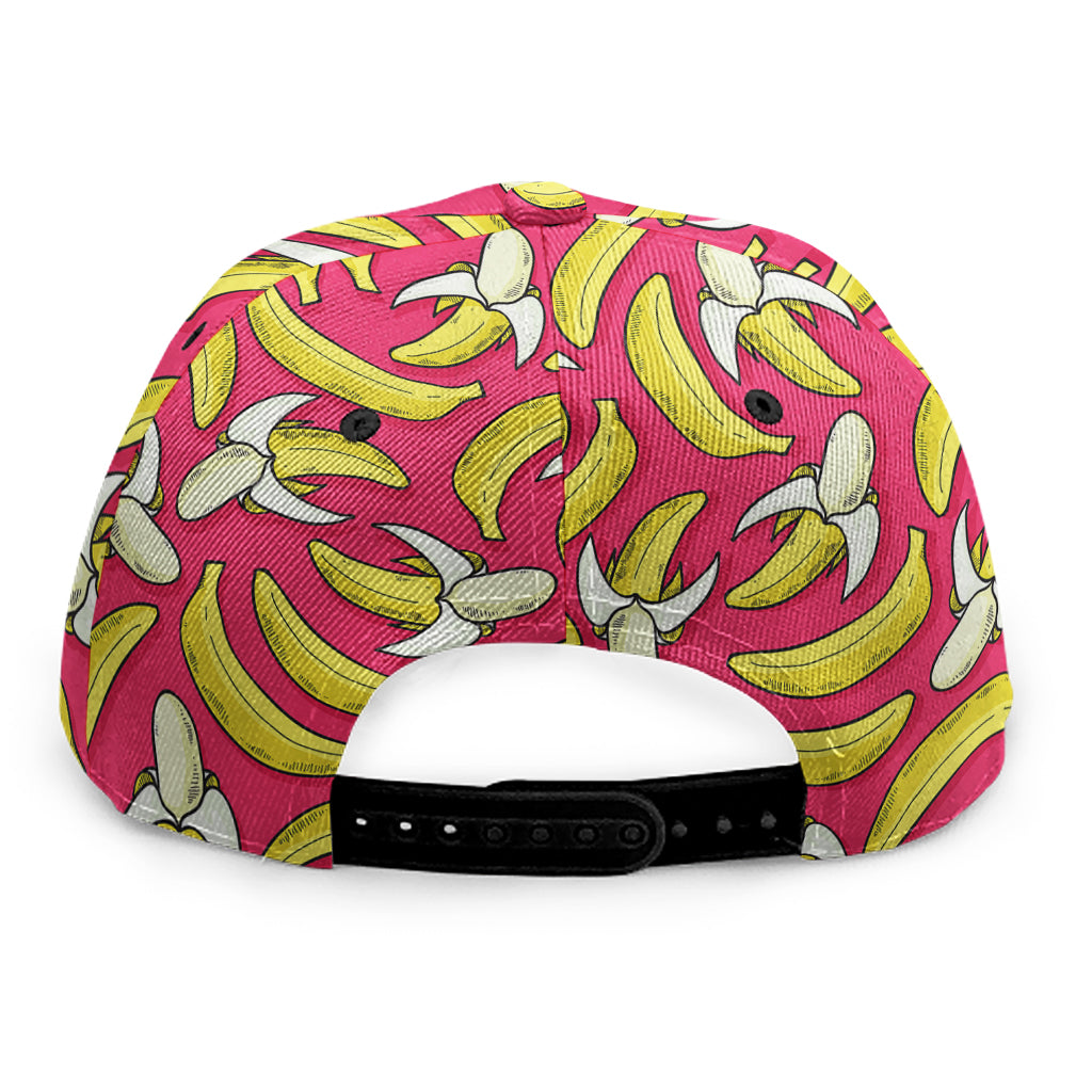 Pink Cartoon Banana Pattern Print Snapback Cap