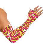 Pink Cartoon Banana Pattern Print Sun Protection Arm Sleeves