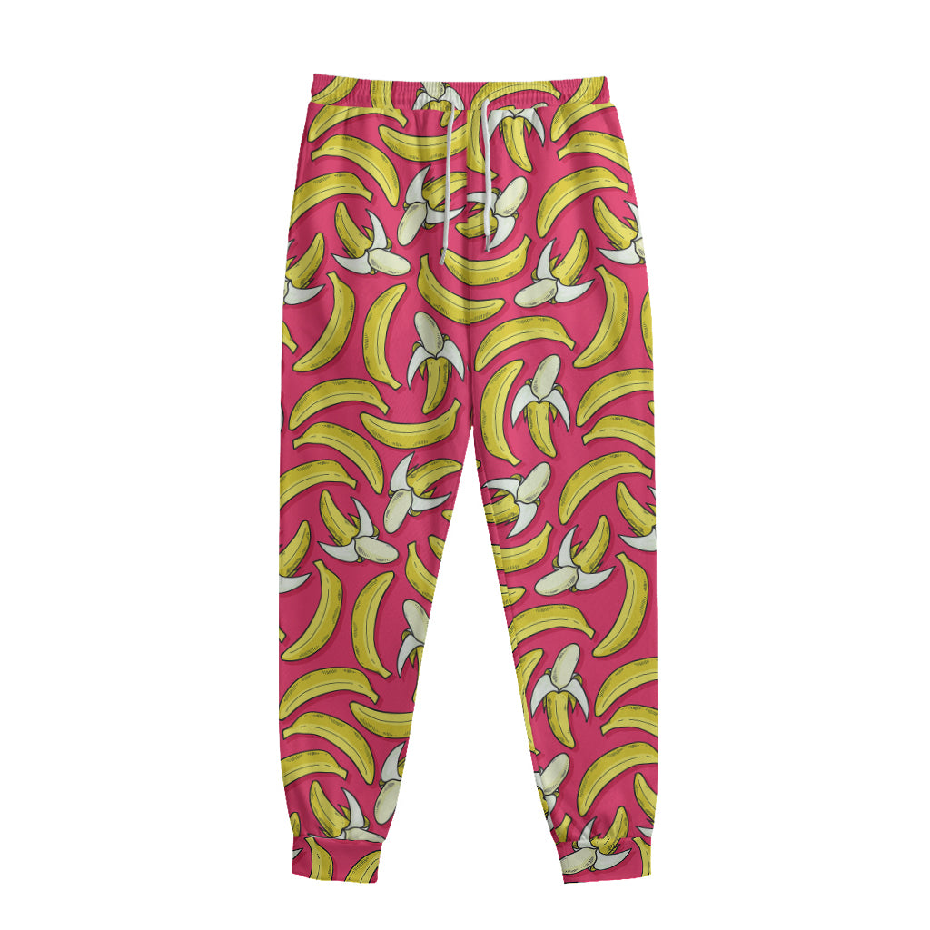 Pink Cartoon Banana Pattern Print Sweatpants