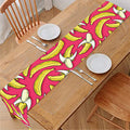 Pink Cartoon Banana Pattern Print Table Runner