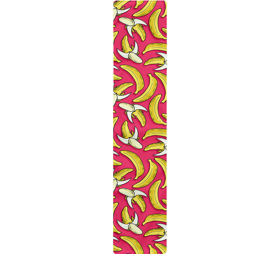 Pink Cartoon Banana Pattern Print Table Runner