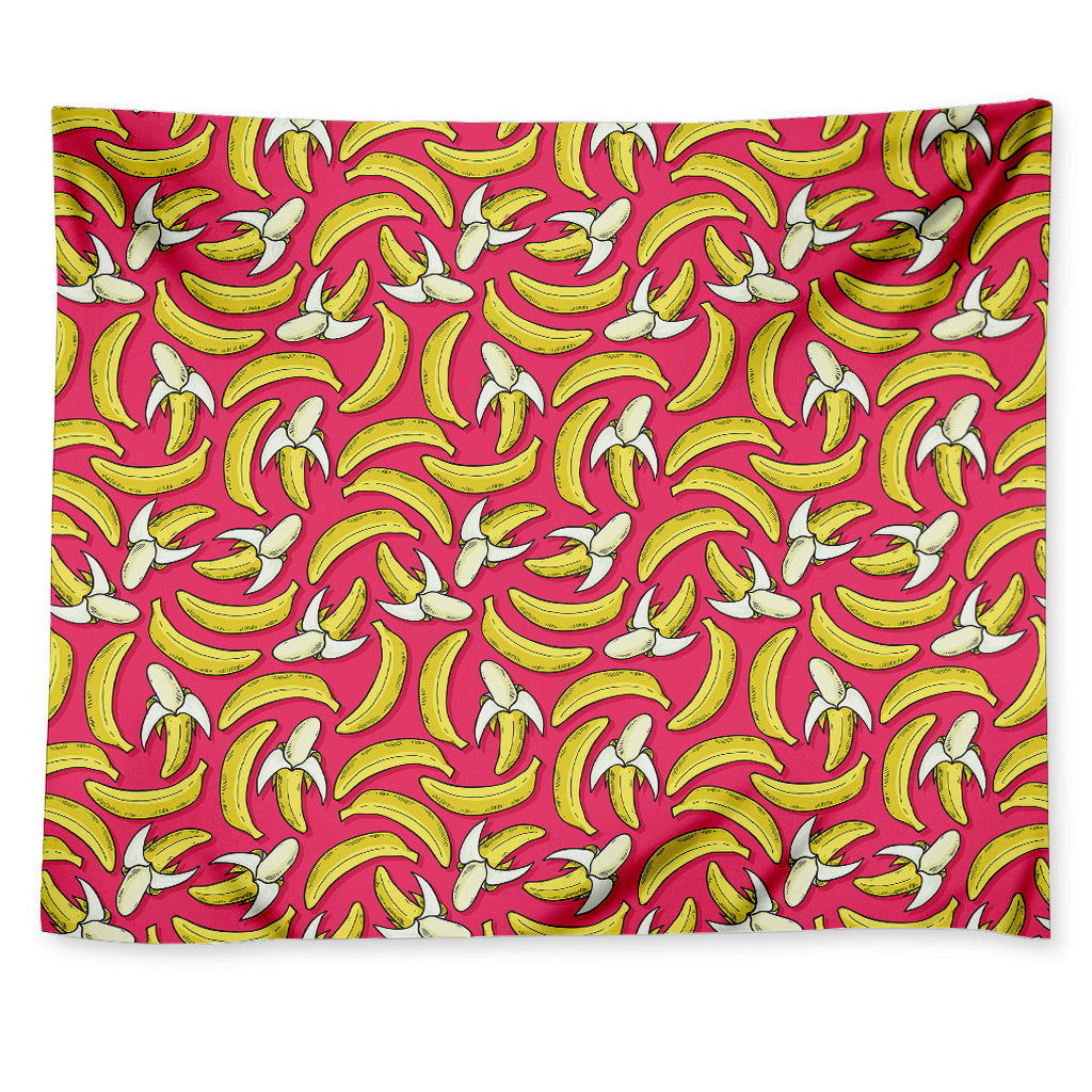 Pink Cartoon Banana Pattern Print Tapestry