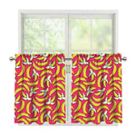 Pink Cartoon Banana Pattern Print Tier Curtains