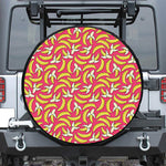 Pink Cartoon Banana Pattern Print Tire Cover