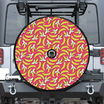 Pink Cartoon Banana Pattern Print Tire Cover With Camera Hole