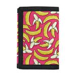 Pink Cartoon Banana Pattern Print Trifold Wallet