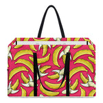 Pink Cartoon Banana Pattern Print Utility Tote Bag