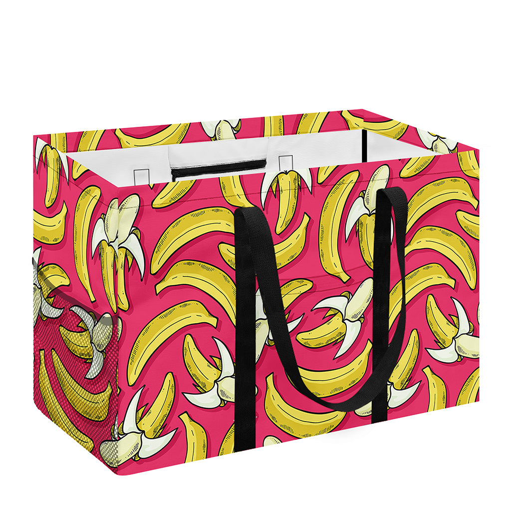Pink Cartoon Banana Pattern Print Utility Tote Bag