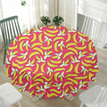 Pink Cartoon Banana Pattern Print Waterproof Round Tablecloth