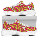 Pink Cartoon Banana Pattern Print White Chunky Shoes