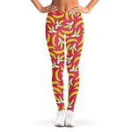 Pink Cartoon Banana Pattern Print Women's Leggings