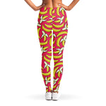 Pink Cartoon Banana Pattern Print Women's Leggings