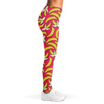 Pink Cartoon Banana Pattern Print Women's Leggings