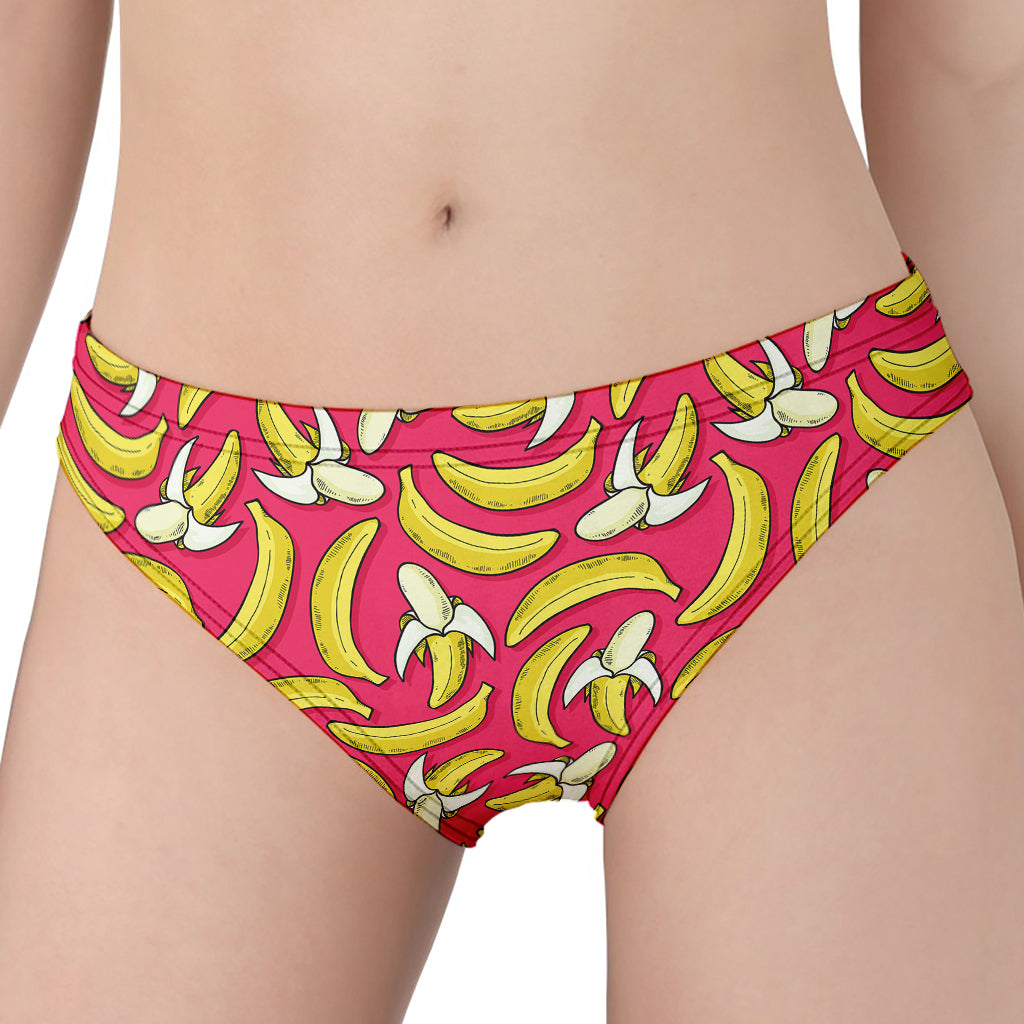 Pink Cartoon Banana Pattern Print Women's Panties