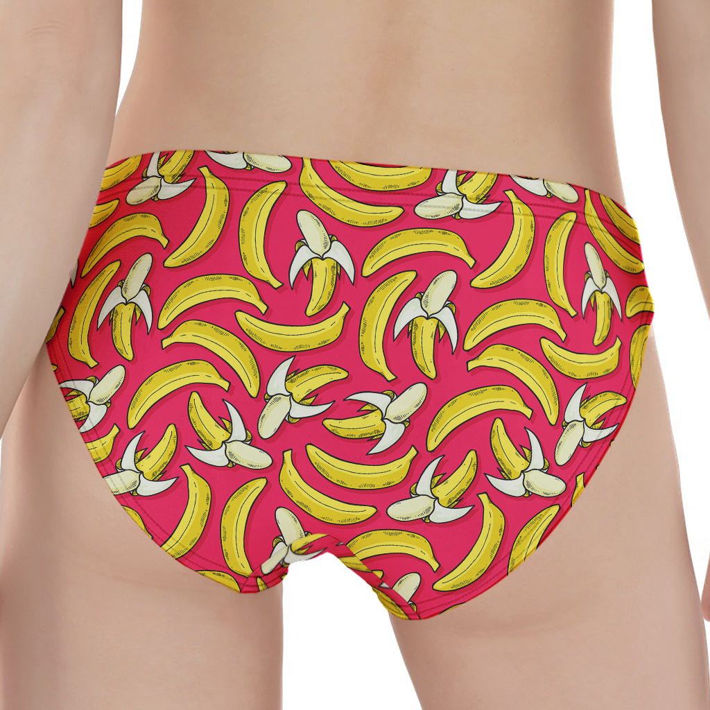 Pink Cartoon Banana Pattern Print Women's Panties