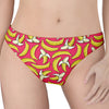 Pink Cartoon Banana Pattern Print Women's Thong