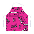 Pink Cassette Tape Pattern Print Adjustable Apron