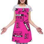 Pink Cassette Tape Pattern Print Adjustable Apron