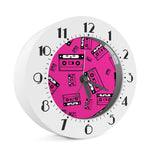 Pink Cassette Tape Pattern Print Alarm Clock