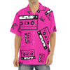 Pink Cassette Tape Pattern Print Aloha Shirt