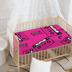 Pink Cassette Tape Pattern Print Baby Crib Sheet