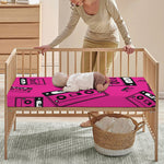 Pink Cassette Tape Pattern Print Baby Crib Sheet