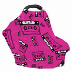 Pink Cassette Tape Pattern Print Baby Seat Cover
