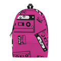 Pink Cassette Tape Pattern Print School Backpack