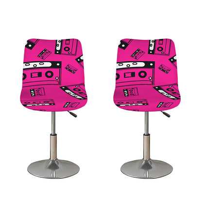 Pink Cassette Tape Pattern Print Bar Stool Covers