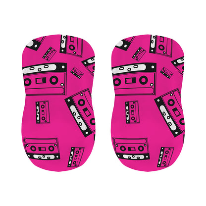 Pink Cassette Tape Pattern Print Bar Stool Covers