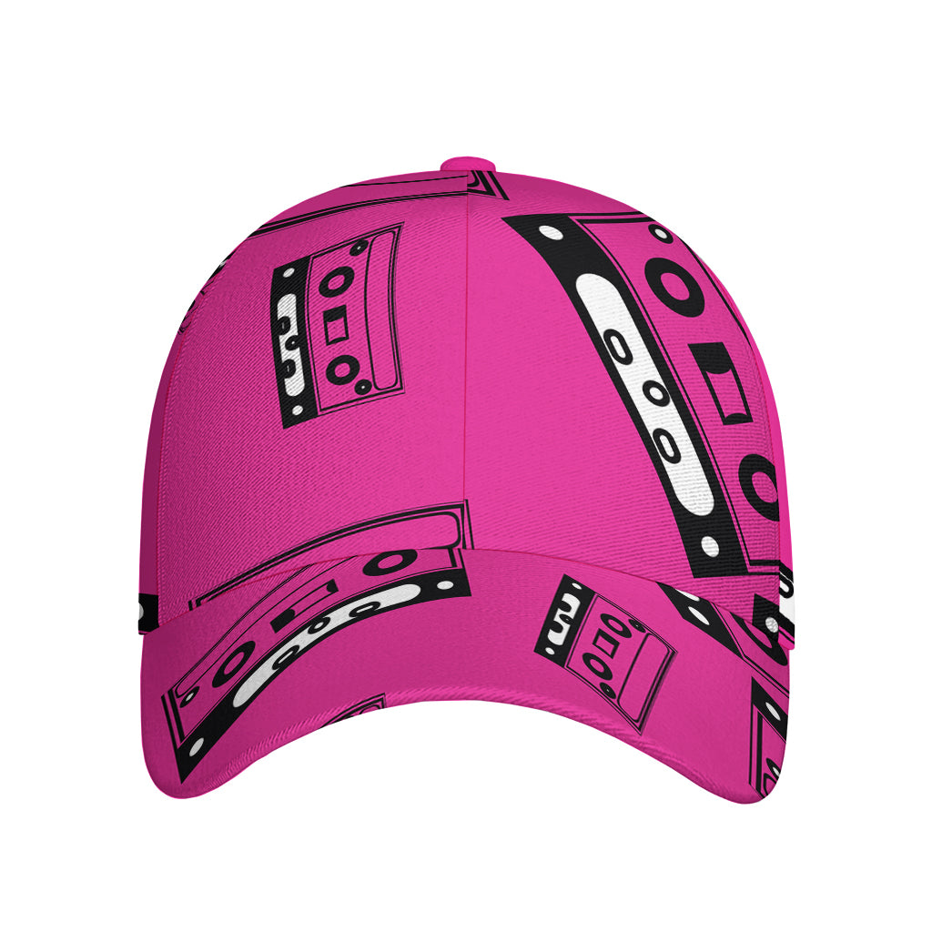 Pink Cassette Tape Pattern Print Baseball Cap